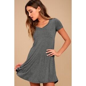 Lulus Better Together Grey Shirt Dress - Size S
